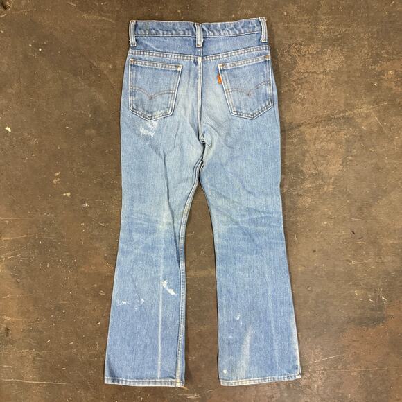 Levis Vintage 70s Orange Tab Jeans Talon Zip USA Denim Light Wash Flare Leg 12 - Picture 2 of 11